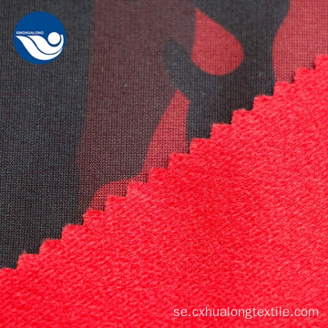 Polyester kamouflage tryckt borste Tricot textil tyg